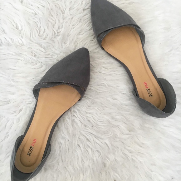 JustFab Shoes - JustFab Women's Grey Suede Pointed Toe Flats